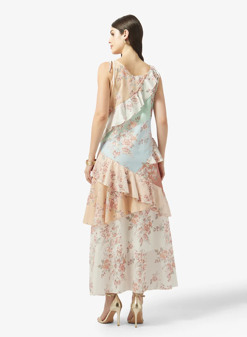 ELLA Floral Print Dress With Ruffles